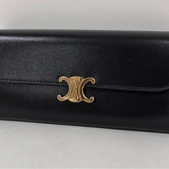 Celine Black Wallet with Gold Clasp and Flap Design - Picture 1 of 6
